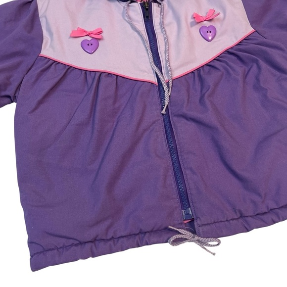 Vintage 90s Weather Tamer Girls Jacket‎ Purple Pink Hearts USA Sz 4T 5T - Picture 2 of 6
